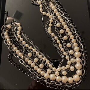 Elegant bebe Pearl and Chain Necklace